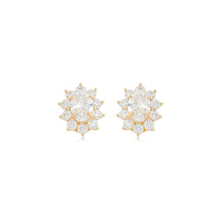 Brinco de base cravejado de zircônia cristal banho em ouro 18k