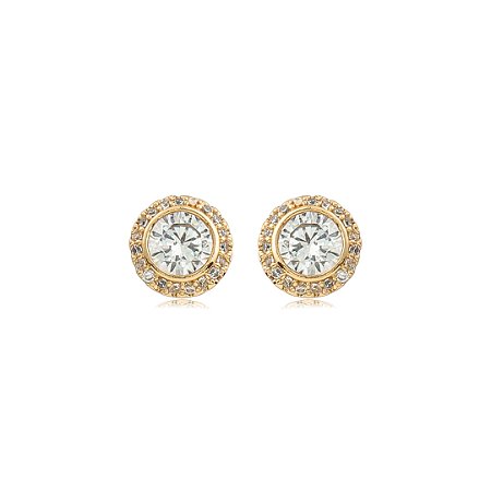 Brinco de base cravejado de zircônia cristal banho em ouro 18k