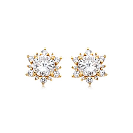 Brinco de base cravejado de zircônia cristal banho em ouro 18k