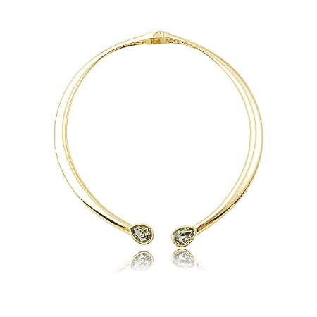 Aro dourado liso com detalhe em zircônia fumê claro banho em ouro 18k