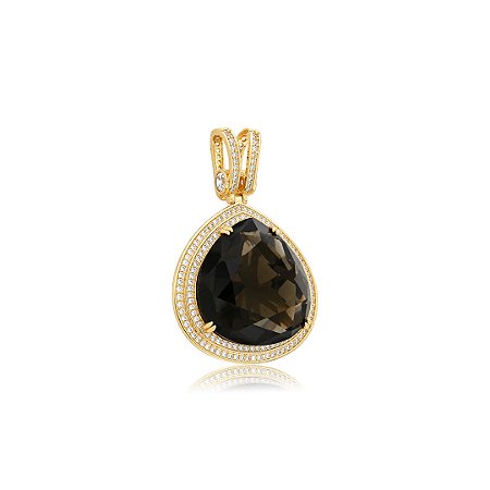Pingente de luxo cravejado de zircônia peridoto e cristal banho em ouro 18k