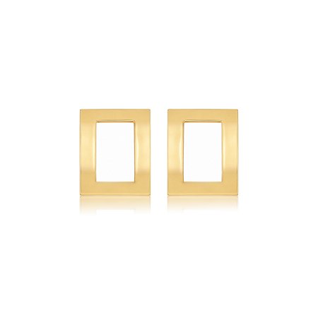 Brinco dourado liso banho em ouro 18k