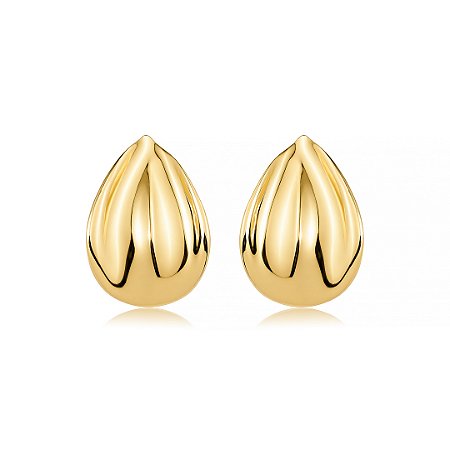 Brinco dourado liso banho em ouro 18k