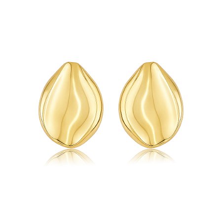 Brinco dourado liso banho em ouro 18k