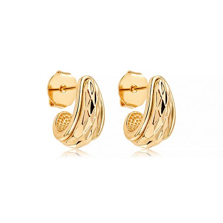 Brinco de argola liso banho em ouro 18k