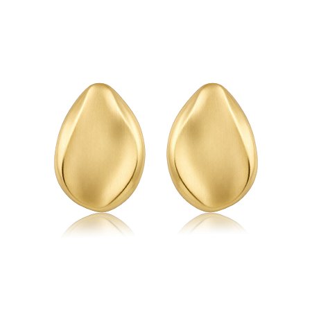 Brinco dourado acetinado liso banho em ouro 18k
