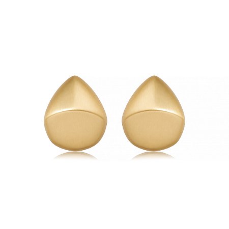 Brinco dourado acetinado liso banho em ouro 18k