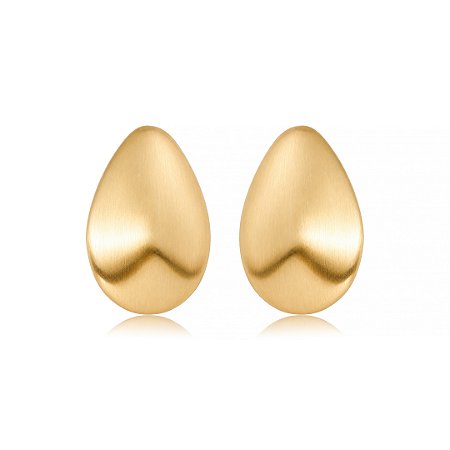 Brinco dourado acetinado liso banho em ouro 18k
