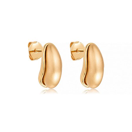 Brinco de argola acetinado liso banho em ouro 18k