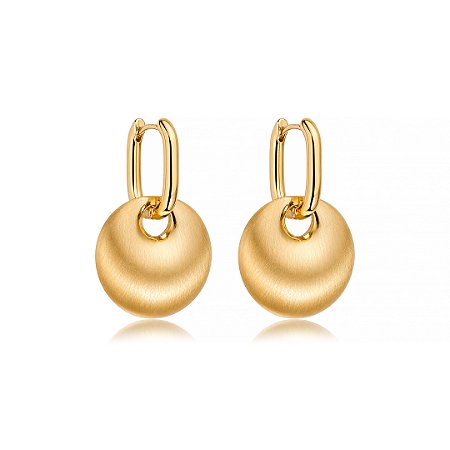 Brinco de argola acetinado liso banho em ouro 18k
