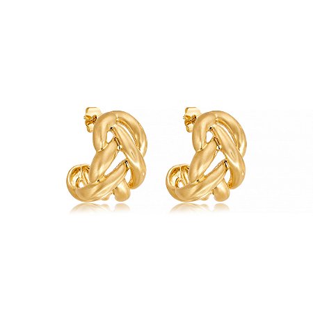 Brinco de argola acetinado liso banho em ouro 18k