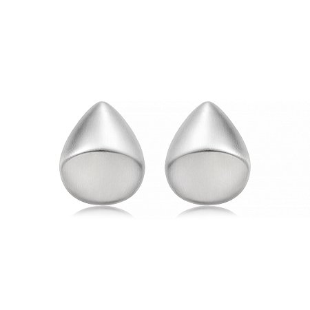 Brinco acetinado liso banho em ródio branco