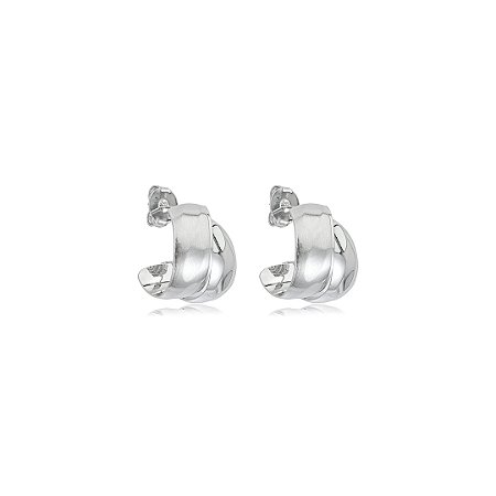 Brinco de argola liso banho em ródio branco