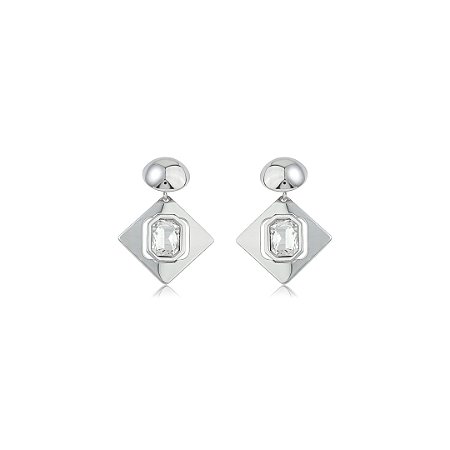 Brinco com zircônia cristal banho em ródio branco