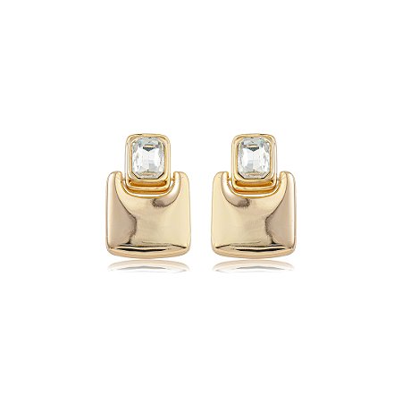 Brinco com zircônia cristal banho em ouro 18k
