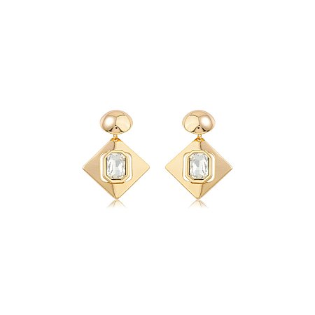 Brinco com zircônia cristal banho em ouro 18k