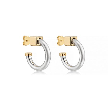 Brinco de argola acetinado liso com banho duplo