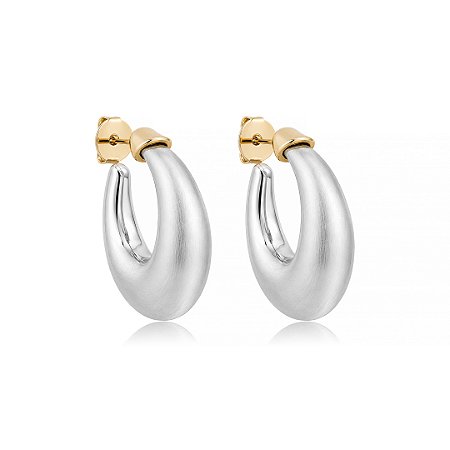 Brinco de argola acetinado liso com banho duplo