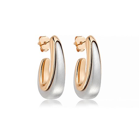 Brinco de argola acetinado liso com banho duplo