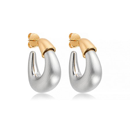 Brinco de argola acetinado liso com banho duplo