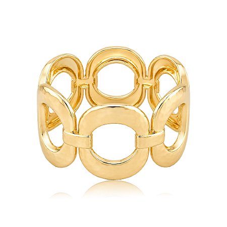Bracelete dourado liso martelado banho em ouro 18k