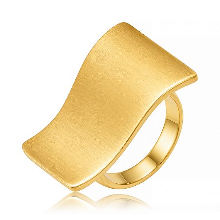 Anel dourado acetinado banho em ouro 18k