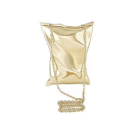 Bolsa cluth orgânica lisa banho em ouro 18k