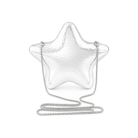 Bolsa cluth estrela lisa banho em ródio branco