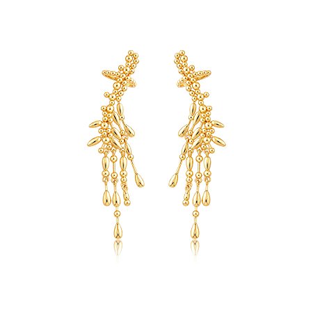 Brinco ear cuff dourado liso banho em ouro 18k