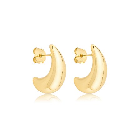 Brinco de argola dourada lisa banho em ouro 18k
