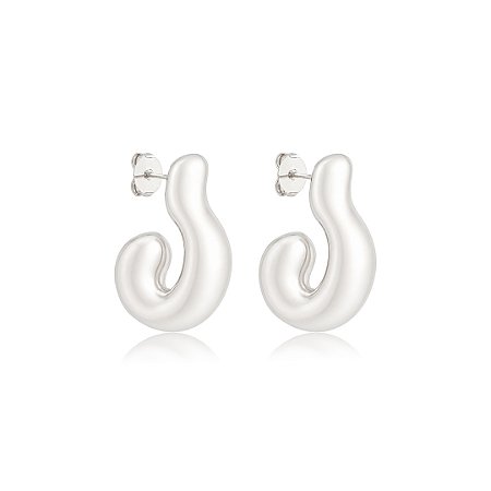 Brinco de argola lisa banho em ródio branco