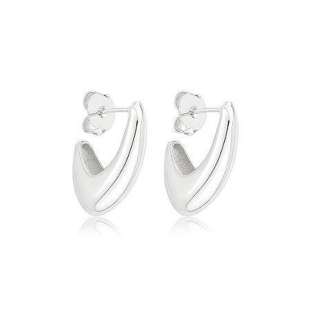 Brinco de argola lisa banho em ródio branco