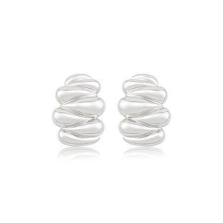 Brinco de argola lisa banho em ródio branco