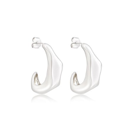 Brinco de argola lisa banho em ródio branco