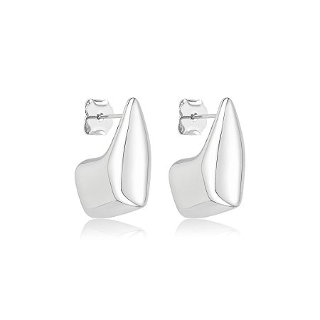 Brinco de argola lisa banho em ródio branco