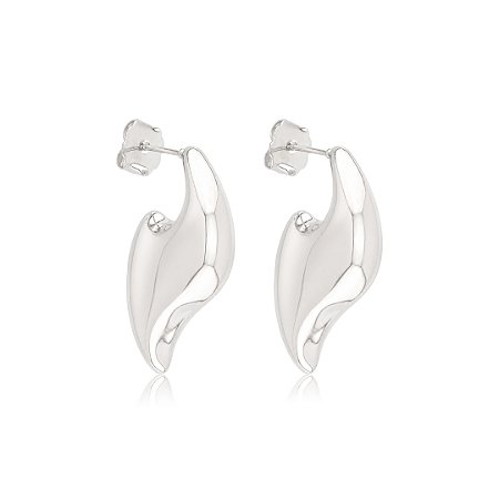 Brinco de argola lisa banho em ródio branco