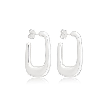 Brinco de argola lisa banho em ródio branco