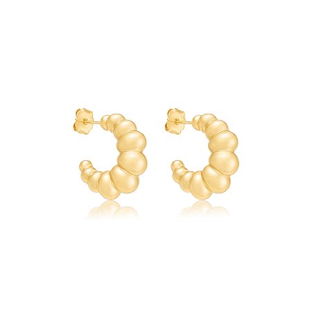 Brinco de argola dourada lisa banho em ouro 18k