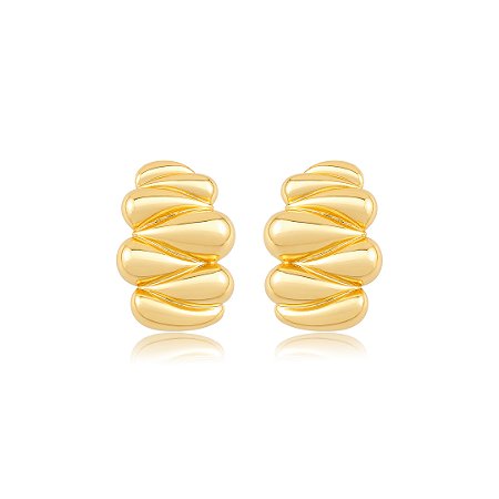 Brinco de argola dourada lisa banho em ouro 18k