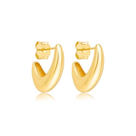 Brinco de argola dourada lisa banho em ouro 18k