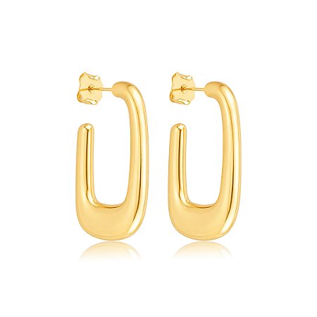 Brinco de argola dourada lisa banho em ouro 18k