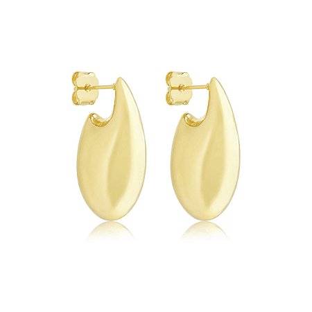 Brinco de argola dourada lisa banho em ouro 18k