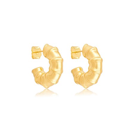 Brinco de argola dourada lisa banho em ouro 18k