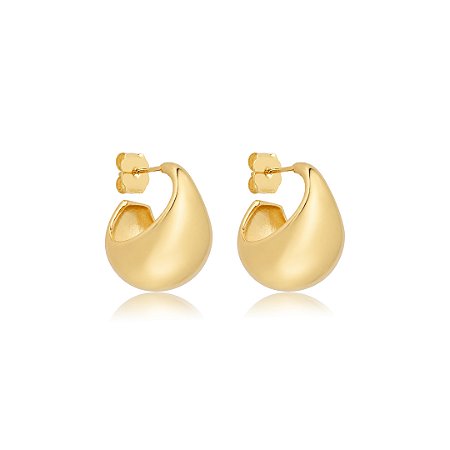 Brinco de argola dourada lisa banho em ouro 18k