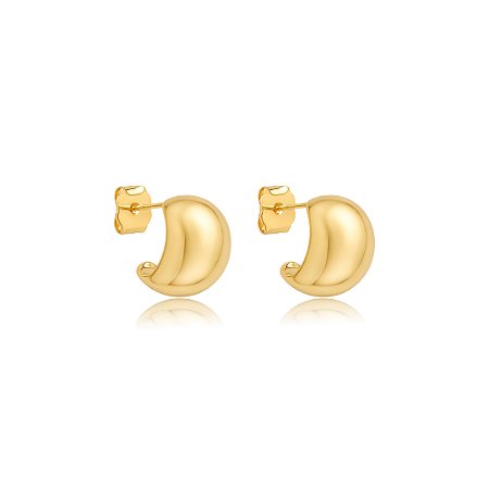 Brinco de argola dourada lisa banho em ouro 18k