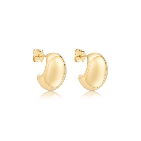 Brinco de argola dourada lisa banho em ouro 18k