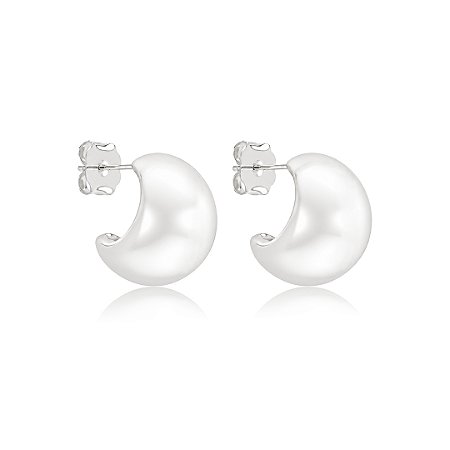 Brinco de argola lisa banho em ródio branco