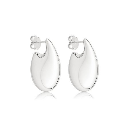 Brinco de argola lisa banho em ródio branco