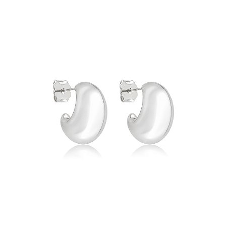 Brinco de argola lisa banho em ródio branco