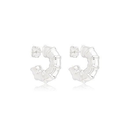 Brinco de argola lisa banho em ródio branco